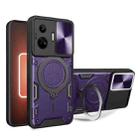 For Realme GT3 5G CD Texture Sliding Camshield Magnetic Holder Phone Case(Purple) - 1