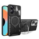 For Realme 10 Pro+ 5G CD Texture Sliding Camshield Magnetic Holder Phone Case(Black) - 1