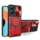 For Realme 10 Pro+ 5G CD Texture Sliding Camshield Magnetic Holder Phone Case(Red) - 1