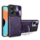 For Realme 10 Pro+ 5G CD Texture Sliding Camshield Magnetic Holder Phone Case(Purple) - 1