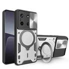 For Realme 11 4G Global CD Texture Sliding Camshield Magnetic Holder Phone Case(Silver) - 1