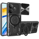 For Realme GT 6T CD Texture Sliding Camshield Magnetic Holder Phone Case(Black) - 1