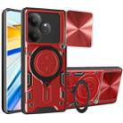 For Realme GT 6T CD Texture Sliding Camshield Magnetic Holder Phone Case(Red) - 1