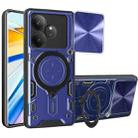 For Realme GT 6T CD Texture Sliding Camshield Magnetic Holder Phone Case(Blue) - 1