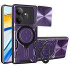 For Realme GT 6T CD Texture Sliding Camshield Magnetic Holder Phone Case(Purple) - 1