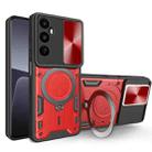 For Realme C65 4G CD Texture Sliding Camshield Magnetic Holder Phone Case(Red) - 1