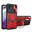 For Realme C21 / C20 / C11 2021 CD Texture Sliding Camshield Magnetic Holder Phone Case(Red) - 1