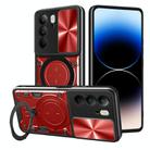 For Realme C75 4G / 14x 5G Global CD Texture Sliding Camshield Magnetic Holder Phone Case(Red) - 1