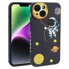 For iPhone 14 Plus Hug Moon Astronaut Pattern TPU Phone Case(Black) - 1