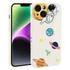 For iPhone 14 Hug Moon Astronaut Pattern TPU Phone Case(White) - 1