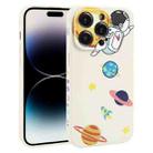 For iPhone 14 Pro Max Hug Moon Astronaut Pattern TPU Phone Case(White) - 1