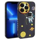 For iPhone 13 Pro Hug Moon Astronaut Pattern TPU Phone Case(Black) - 1