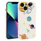 For iPhone 13 mini Hug Moon Astronaut Pattern TPU Phone Case(White) - 1