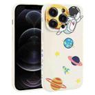 For iPhone 12 Pro Hug Moon Astronaut Pattern TPU Phone Case(White) - 1