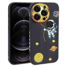 For iPhone 12 Pro Hug Moon Astronaut Pattern TPU Phone Case(Black) - 1