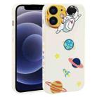For iPhone 12 mini Hug Moon Astronaut Pattern TPU Phone Case(White) - 1