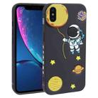 For iPhone XS / X Hug Moon Astronaut Pattern TPU Phone Case(Black) - 1