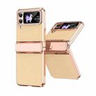 For Samsung Galaxy Z Flip4 5G Plated Plain Leather Folding Phone Case with Hinge(Gold) - 1