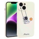 For iPhone 14 Plus Astronaut Swinging Pattern TPU Phone Case(White) - 1