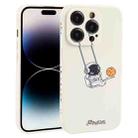 For iPhone 14 Pro Astronaut Swinging Pattern TPU Phone Case(White) - 1