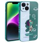 For iPhone 14 Color Contrast Astronaut Pattern TPU Phone Case(Green) - 1
