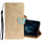 For Huawei Y7P / P40 lite E Diamond Encrusted Butterflies Embossing Pattern Horizontal Flip Leather Case with Holder & Card Slots & Wallet &  Lanyard(Gold) - 1