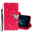 For Huawei Y7P / P40 lite E Diamond Encrusted Butterflies Embossing Pattern Horizontal Flip Leather Case with Holder & Card Slots & Wallet &  Lanyard(Red) - 1