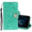 For Huawei Y7P / P40 lite E Diamond Encrusted Butterflies Embossing Pattern Horizontal Flip Leather Case with Holder & Card Slots & Wallet &  Lanyard(Green) - 1