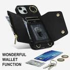For iPhone 13 Zipper Card Bag Phone Case with Dual Lanyard(Black) - 5