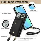 For iPhone 13 Zipper Card Bag Phone Case with Dual Lanyard(Black) - 6