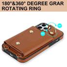 For iPhone 11 Pro Max Zipper Card Bag Phone Case with Dual Lanyard(Brown) - 4