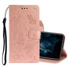 For Huawei Y7P / P40 lite E Pressed Printing Butterfly Pattern Horizontal Flip Leather Case with Holder & Card Slots(Rose Gold) - 1