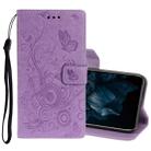For Huawei Y7P / P40 lite E Pressed Printing Butterfly Pattern Horizontal Flip Leather Case with Holder & Card Slots(Purple) - 1
