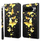 For Google Pixel 8 Pro 3D Painting Pattern Flip Leather Phone Case(Gold Butterfly) - 1