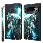 For Google Pixel 8 Pro 3D Painting Pattern Flip Leather Phone Case(Wolf) - 1