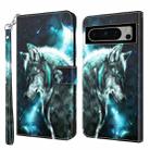 For Google Pixel 8 3D Painting Pattern Flip Leather Phone Case(Wolf) - 1