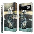 For Google Pixel 8 3D Painting Pattern Flip Leather Phone Case(Cat Tiger) - 1