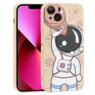 For iPhone 13 Spaceman Binoculars Phone Case(Beige and Pink) - 1