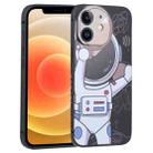 For iPhone 12 Spaceman Binoculars Phone Case(Black and Beige) - 1