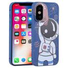 For iPhone XS / X Spaceman Binoculars Phone Case(Blue and Brown) - 1