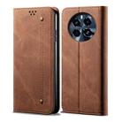 For Realme GT5 Pro Denim Texture Flip Leather Phone Case(Brown) - 1