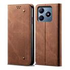 For Realme C63 / C61 Denim Texture Flip Leather Phone Case(Brown) - 1