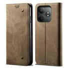 For Realme GT 6T 5G Global Denim Texture Flip Leather Phone Case(Khaki) - 1