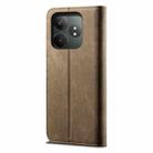 For Realme GT 6T 5G Global Denim Texture Flip Leather Phone Case(Khaki) - 3