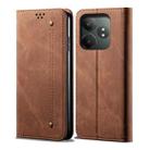 For Realme GT 6 5G Global Denim Texture Flip Leather Phone Case(Brown) - 1