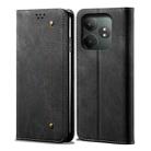 For Realme GT 6 5G Global Denim Texture Flip Leather Phone Case(Black) - 1