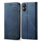 For Realme 10 Pro+ Denim Texture Flip Leather Phone Case(Blue) - 1