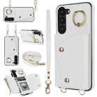 For Samsung Galaxy S23 5G Zipper Card Bag Phone Case with Dual Lanyard(White) - 1