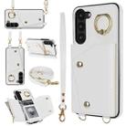 For Samsung Galaxy S23+ 5G Zipper Card Bag Phone Case with Dual Lanyard(White) - 1