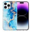 For iPhone 14 Pro Max IMD Shell Pattern TPU Phone Case(Blue Gold Marble) - 1